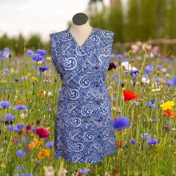 Handmade Dresses | Vintage 60s Mod Dress | Color: Blue/White | Size: Please See Measurements In Description | Therabbithole1's Closet